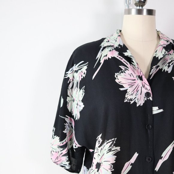 ❌SOLD❌vintage 80s tropical palm print button shirt - Picture 3 of 8